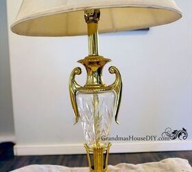 painting a gold lamp and adding a blue shade for a new look, lighting, painted furniture, repurposing upcycling