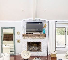 wood beam mantel diy, diy, fireplaces mantels, living room ideas, woodworking projects