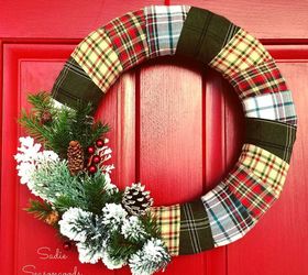 flannel wrapped winter holiday wreath, christmas decorations, crafts, repurposing upcycling, seasonal holiday decor, wreaths