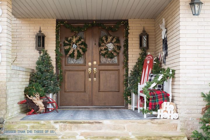 decoracion navidena del porche delantero