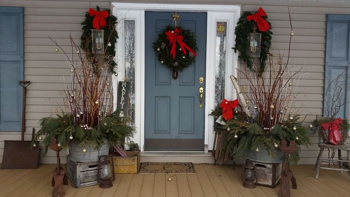 how i dressed up my front porch for christmas and the winter season, christmas decorations, porches, seasonal holiday decor, Front porch 2014