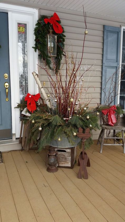 how i dressed up my front porch for christmas and the winter season, christmas decorations, porches, seasonal holiday decor, 2014