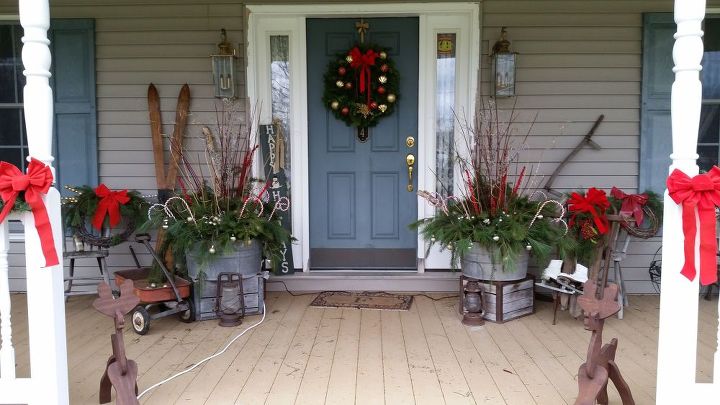 how i dressed up my front porch for christmas and the winter season, christmas decorations, porches, seasonal holiday decor, Front porch 2015