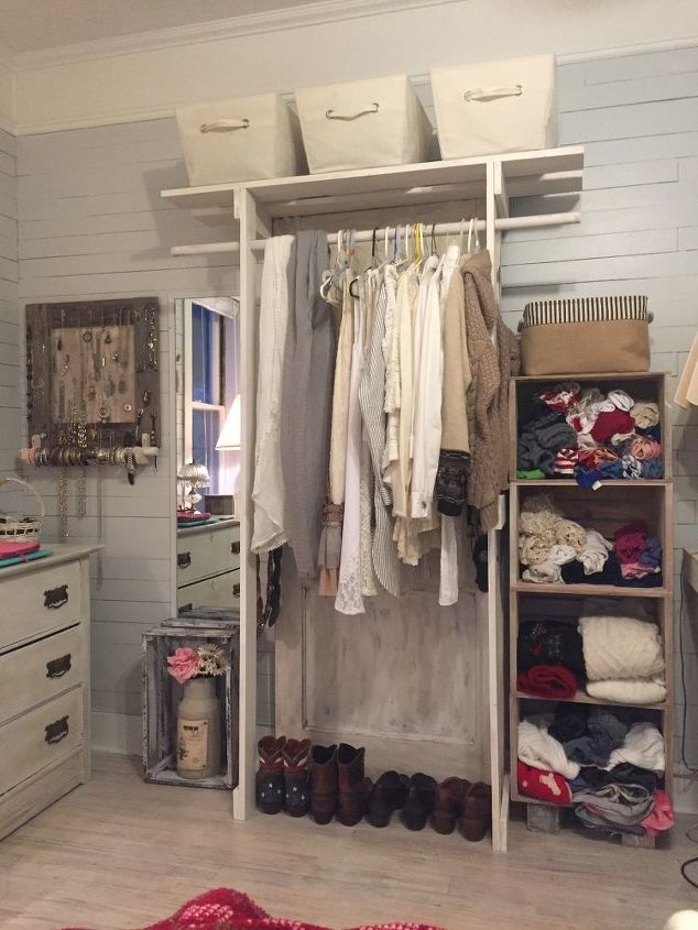 free standing closet made with an old door