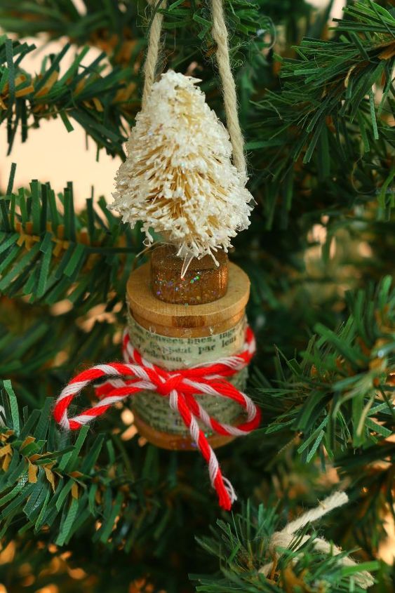 sparkling bottle brush tree ornaments, christmas decorations, seasonal holiday decor