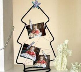 christmas tree clothespin frame a thrift store makeover, christmas decorations, crafts, decoupage, seasonal holiday decor