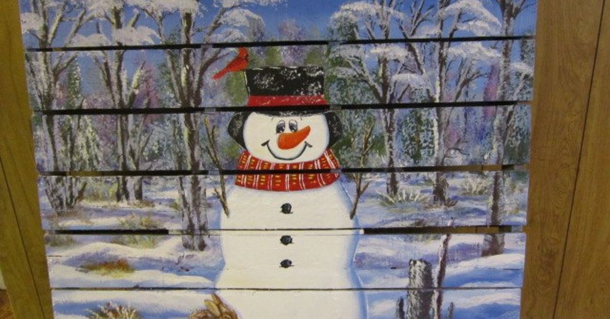 Pallet Wood Snowman In The Woods Hometalk
