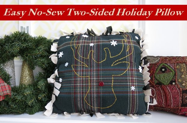 easy no sew winter holiday pillow, christmas decorations, crafts, seasonal holiday decor, reupholster