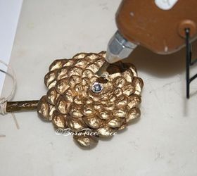 pinecone flower napkin rings, crafts, repurposing upcycling