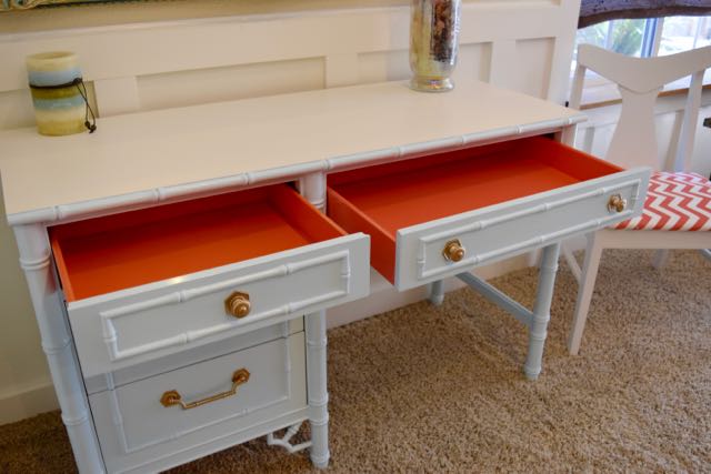 vintage faux bamboo desk gets a new look, painted furniture