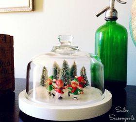 thrifted cheese dome ice skating pond, christmas decorations, crafts, seasonal holiday decor