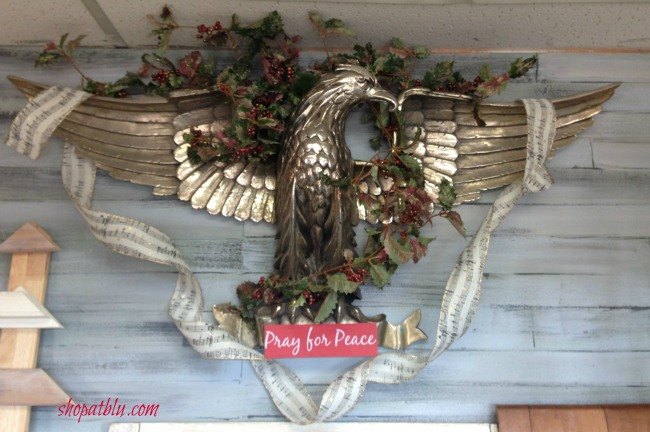 home for christmas decor at the blue building, christmas decorations, home decor, seasonal holiday decor, Pray for Peace The ultimate Christmas wish