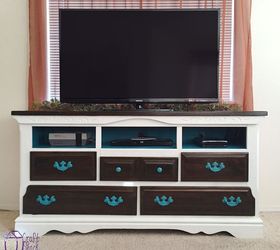 turning an old dresser into a media console, painted furniture, repurposing upcycling