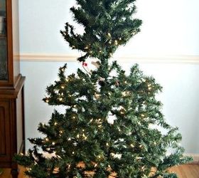 cheap christmas tree hack by filling in tree