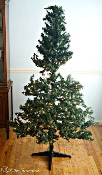 cheap christmas tree hack by filling in tree