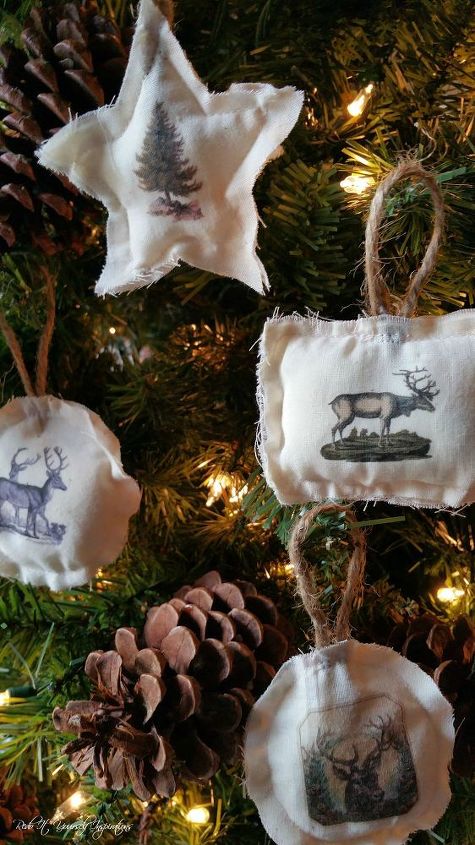 rustic cloth ornaments woodland style, christmas decorations, crafts, seasonal holiday decor