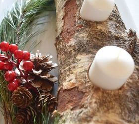diy birch wood candle holder, christmas decorations, seasonal holiday decor