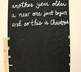 black and white christmas song lyric table runner, christmas decorations, dining room ideas, seasonal holiday decor, Step 2 Mark even spaces down each side