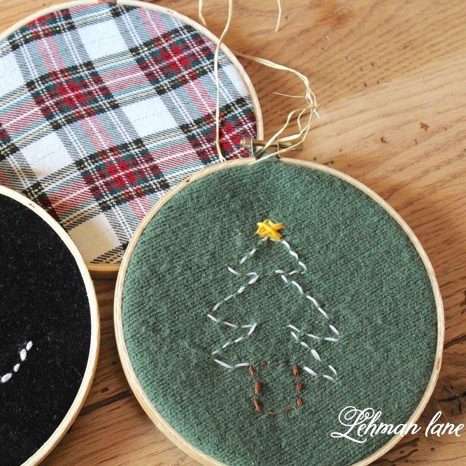 s 16 quick crazy cute ornaments for the busy holiday decorator, christmas decorations, seasonal holiday decor, Embroidery Hoop Sweater Circles