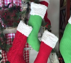 christmas stockings made from old sweaters, christmas decorations, crafts, repurposing upcycling, seasonal holiday decor