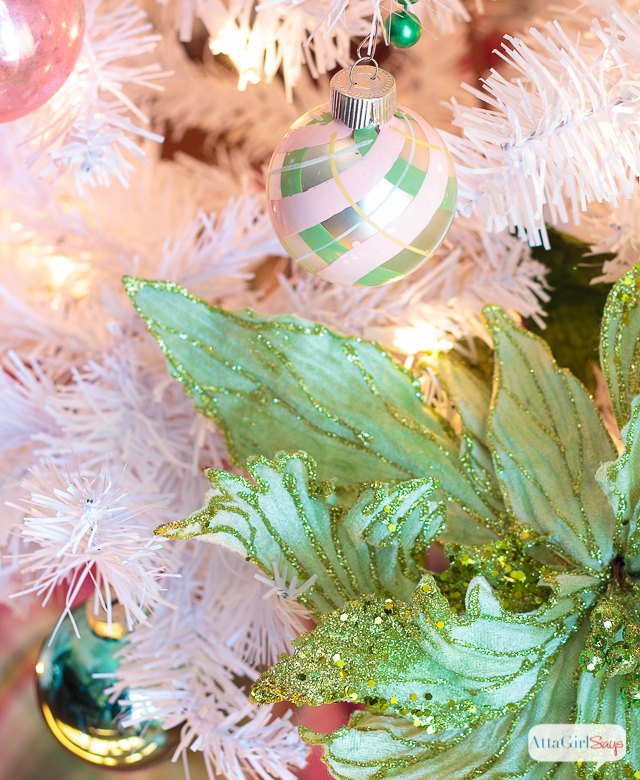 Preppy Pink Green Christmas Tree With Vintage Shiny Brite Preppy Pink Green Christmas Tree With Vintage Shiny Brite Ornaments Decorations Seasonal Holiday