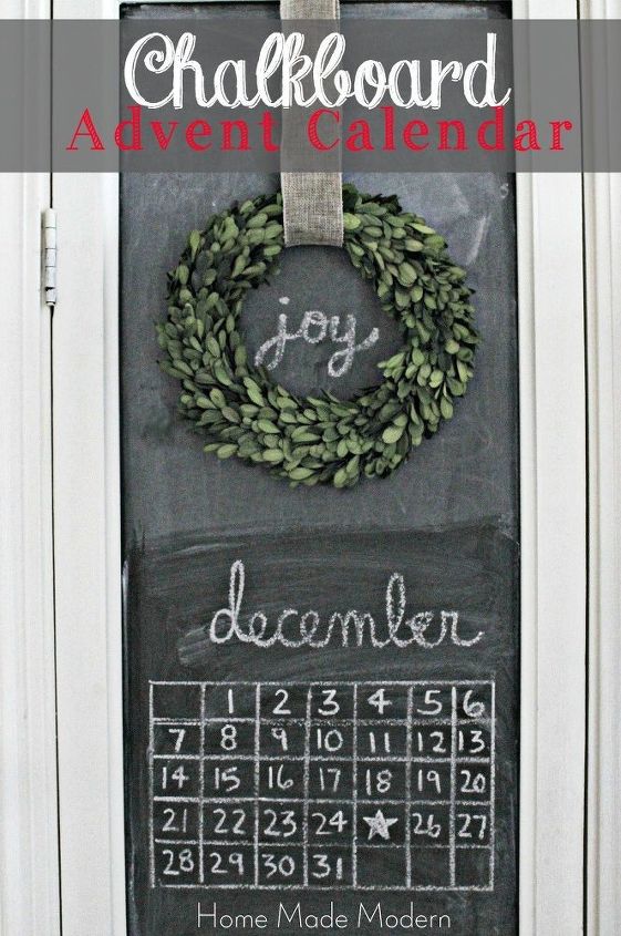 chalkboard advent calendar, chalkboard paint, christmas decorations, repurposing upcycling, seasonal holiday decor, chalkboard advent calendar