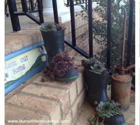 make your own boot planter, container gardening, gardening