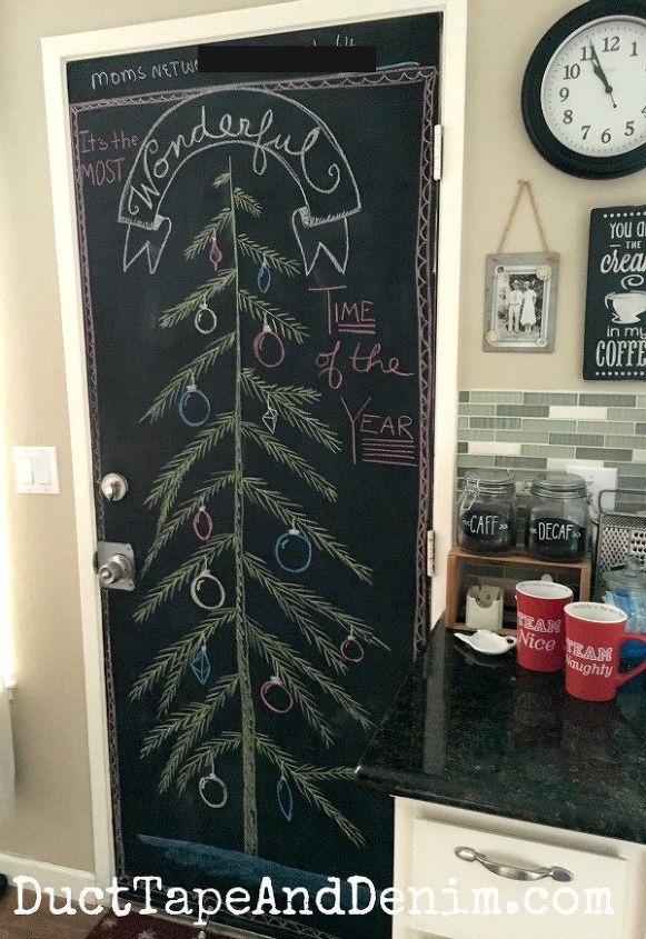 chalkboard christmas tree door, christmas decorations, seasonal holiday decor