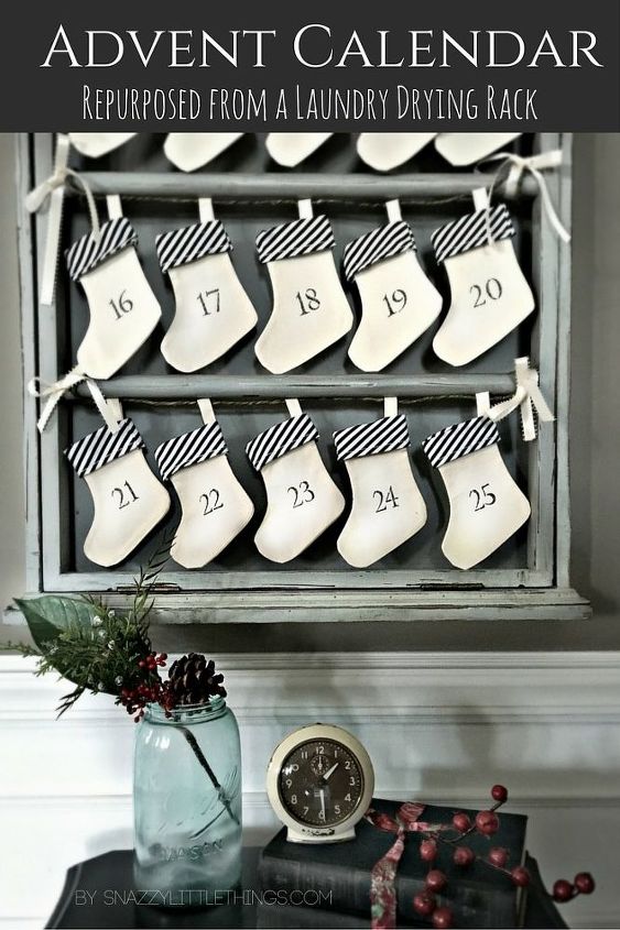 vintage advent calendar an upcycled drying rack homeforchristmas, chalkboard paint, christmas decorations, crafts, how to, seasonal holiday decor