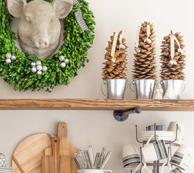new rustic kitchen shelves decorated for christmas, christmas decorations, crafts, seasonal holiday decor