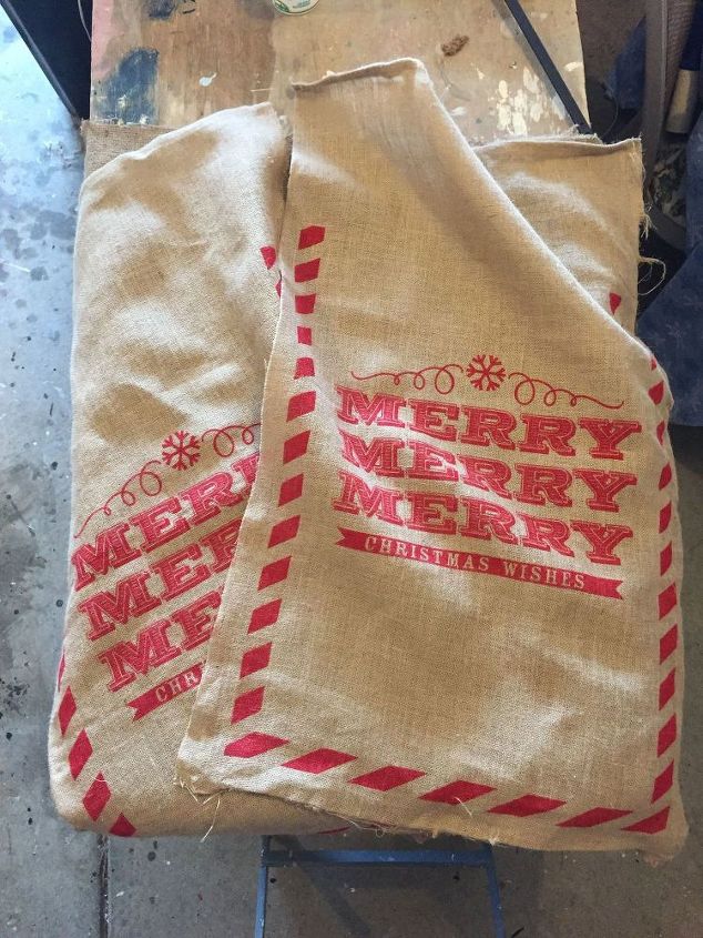 burlap christmas bag made into a stretched wall canvas, christmas decorations, crafts, seasonal holiday decor
