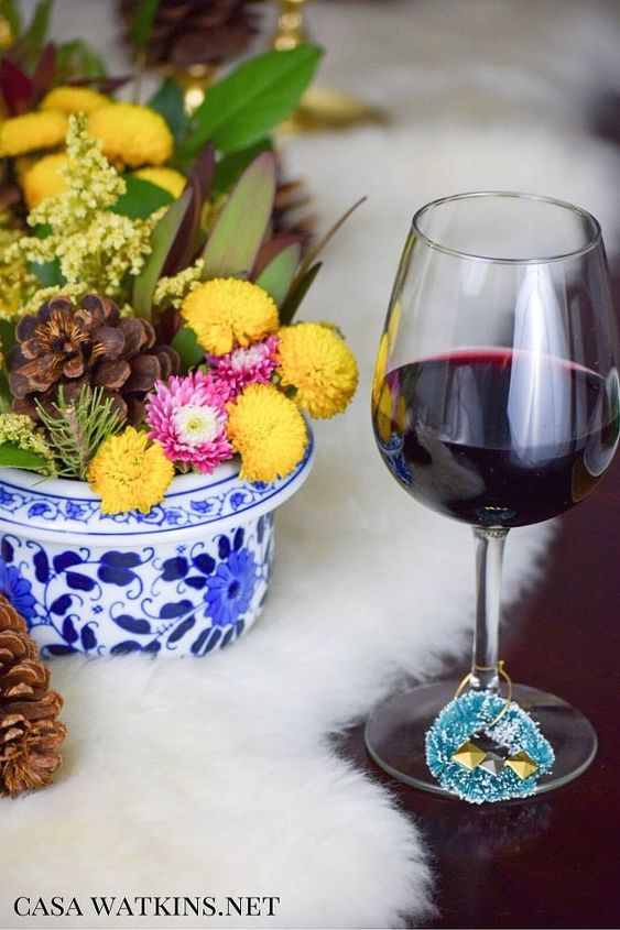 corona de flores para copas de vino