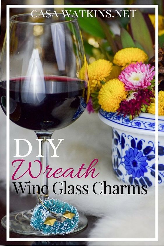 diy wreath wine glass charms, christmas decorations, crafts, seasonal holiday decor