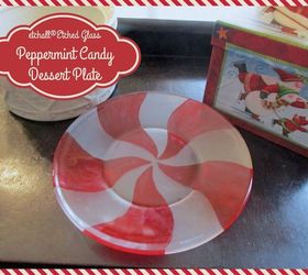 diy etched glass peppermint candy dessert plate, christmas decorations, crafts, how to, seasonal holiday decor