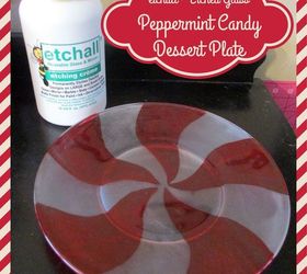 diy etched glass peppermint candy dessert plate, christmas decorations, crafts, how to, seasonal holiday decor