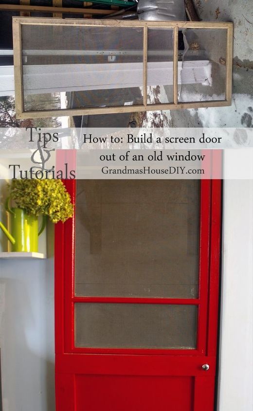 como construir uma porta de tela vermelha de uma janela antiga