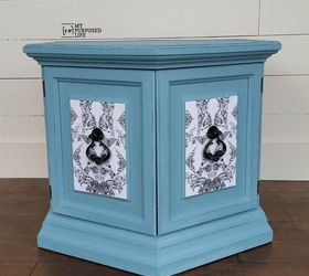 table makeover with paint and decoupage thrift store hexagon, decoupage, painted furniture
