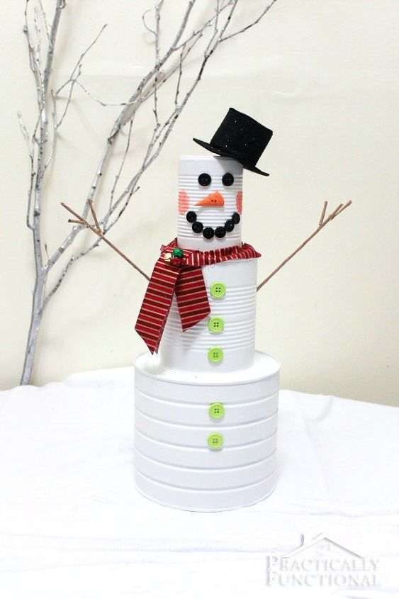 s 15 insanely cute snowmen for every corner of your home, home decor, Upcycled Can Man