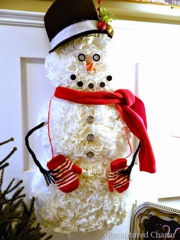 s 15 insanely cute snowmen for every corner of your home, home decor, Coffee Filter Fellow