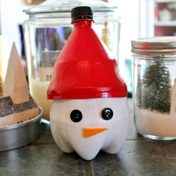 s 15 insanely cute snowmen for every corner of your home, home decor, Soda Bottle Snow Pal