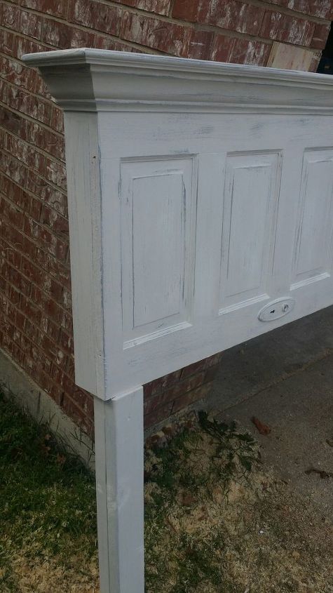 5 panel vintage door headboard antique white faux distressing, painted furniture