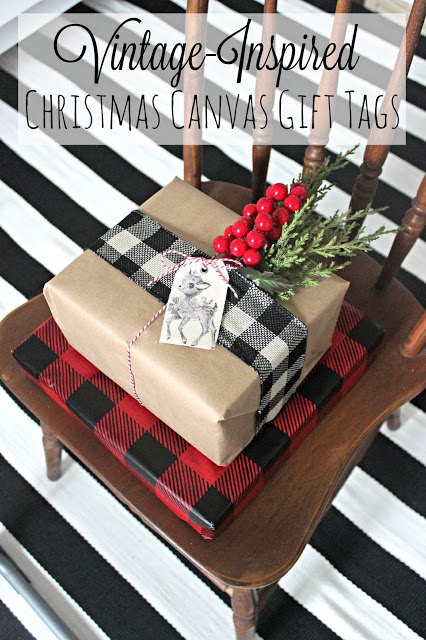 vintage inspired canvas christmas tags, christmas decorations, crafts, seasonal holiday decor