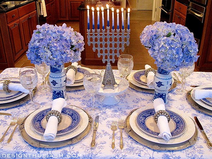 Hanukkah Table: French Blue and White Holiday Table Setting | Hometalk Hanukkah Table: French Blue and White Holiday Table Setting | Hometalk