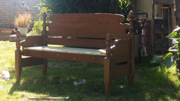 headboard bench, outdoor furniture, repurposing upcycling, woodworking projects
