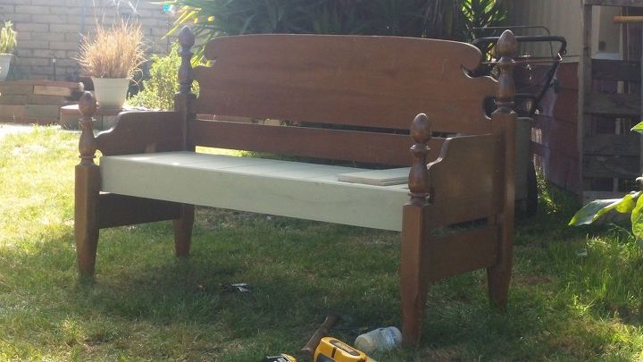 headboard bench, outdoor furniture, repurposing upcycling, woodworking projects