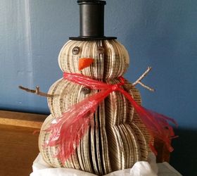 christmas decoration upcycled book snowman, christmas decorations, crafts, repurposing upcycling, seasonal holiday decor