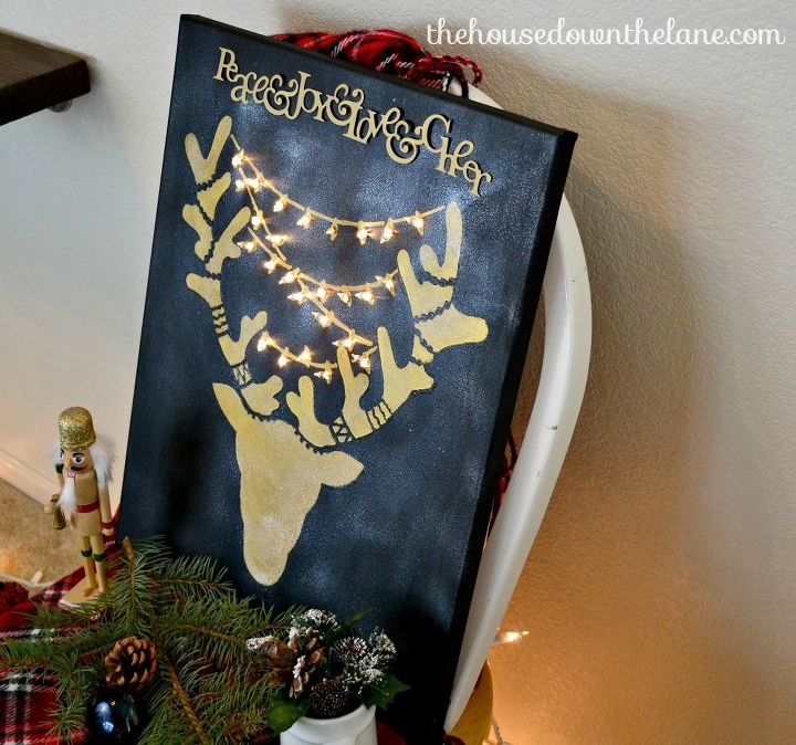 createandshare holiday stencil reindeer wall art with lights