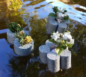 holiday pool noodle lights, crafts, ponds water features, repurposing upcycling