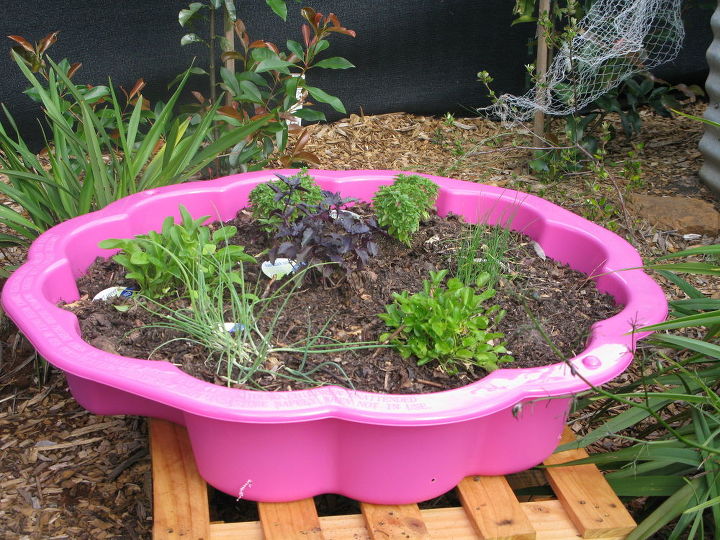actualizaciones del jardn, Impactante piscina infantil rosa con hierbas