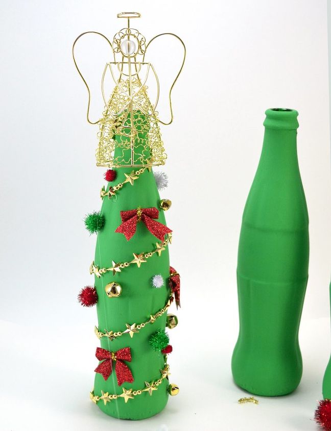 coca cola glass bottle christmas tree craft hometalk coca cola glass bottle christmas tree craft hometalk